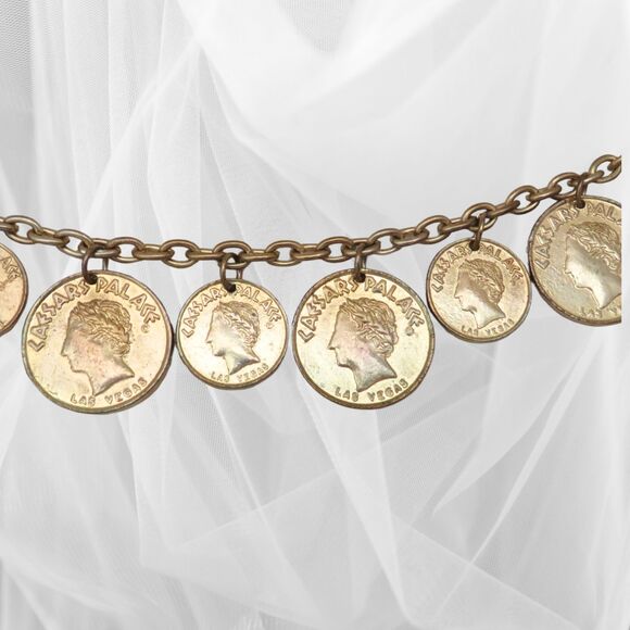 Gold Toned Vintage Caesars Palace Coin Necklace Souvenir Las Vegas 15 Inches - Picture 3 of 5